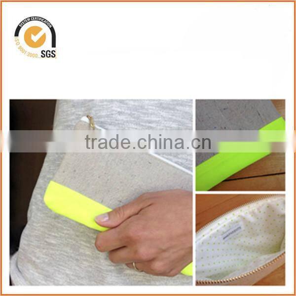 NEW canvas zippered pouch - neon accent & pin dot lining By Chiqun Dongguan CQ-H01056