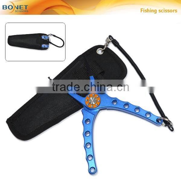 SFI0005 8'' Aluminum Bent Nose Stainless Steel Jaws Fishing Pliers Scissors Line Cutter Remove Hook Tackle Tool with Lanyard