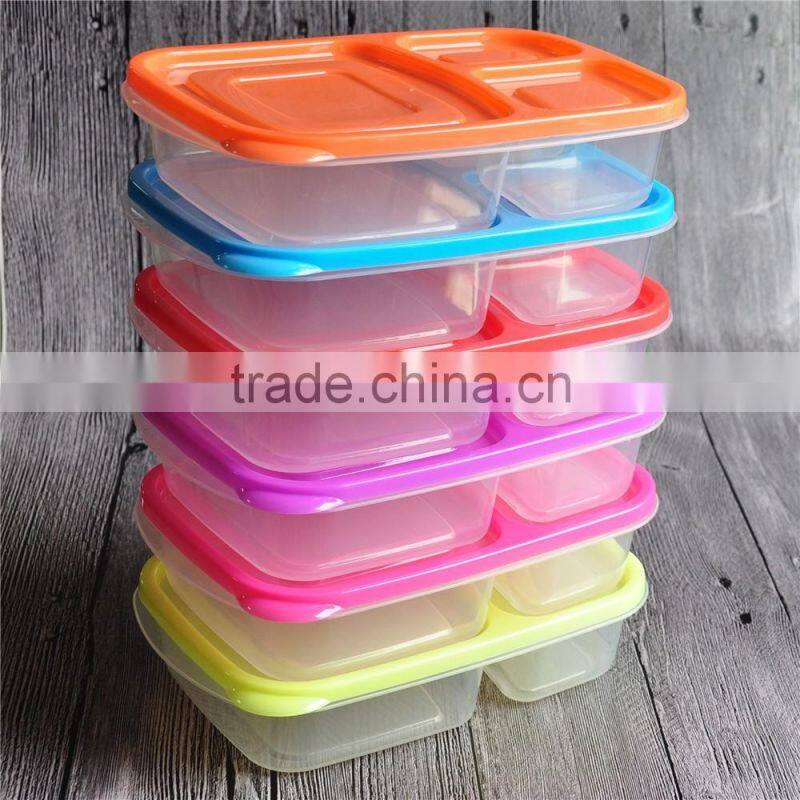 China Microwave Food Grade 3 Compartment Plastic Storage Box