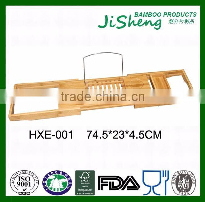 China Wholesales 100% Moso Natural Bamboo Bathtub Shower Caddy