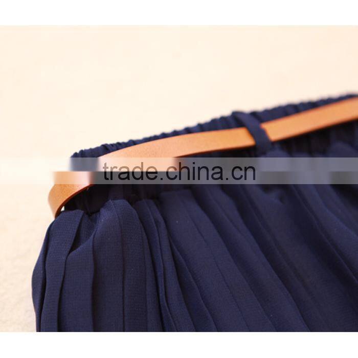 Summer Vintage Fashion Pleated Mini Skirts Sweet Girls Chiffon Waist Short skirts+Belt Designer Fresh Color Cool Clothing
