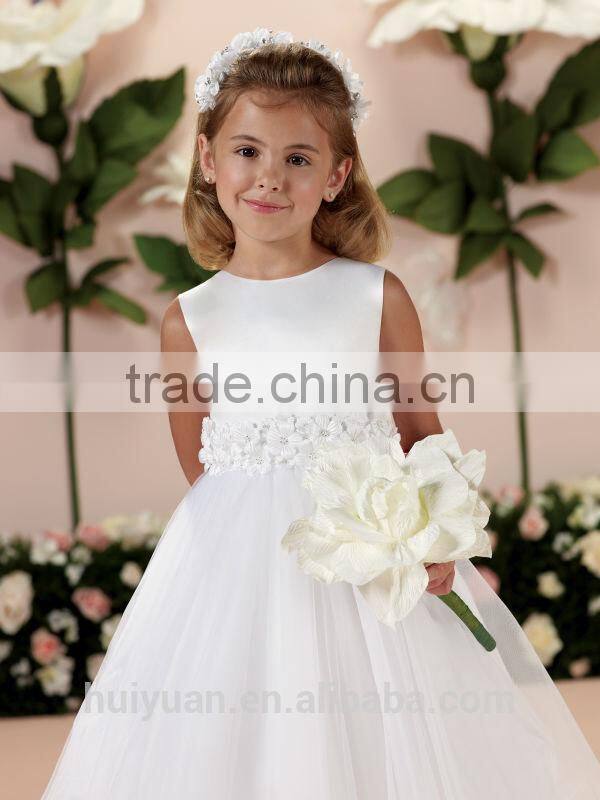lovely off shoulder satin tulle lace kids dresses for girls