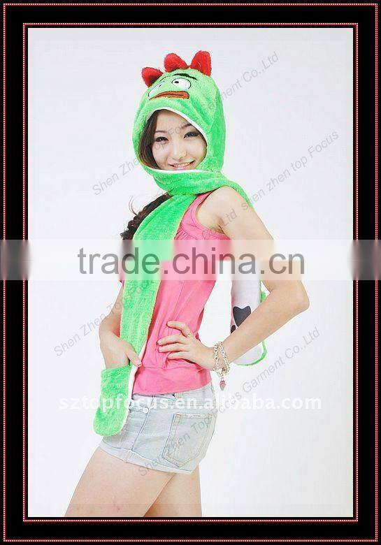 2012 FLUFFY DOMO ANIMAL HAT WITH LONG SCARF MITTENS