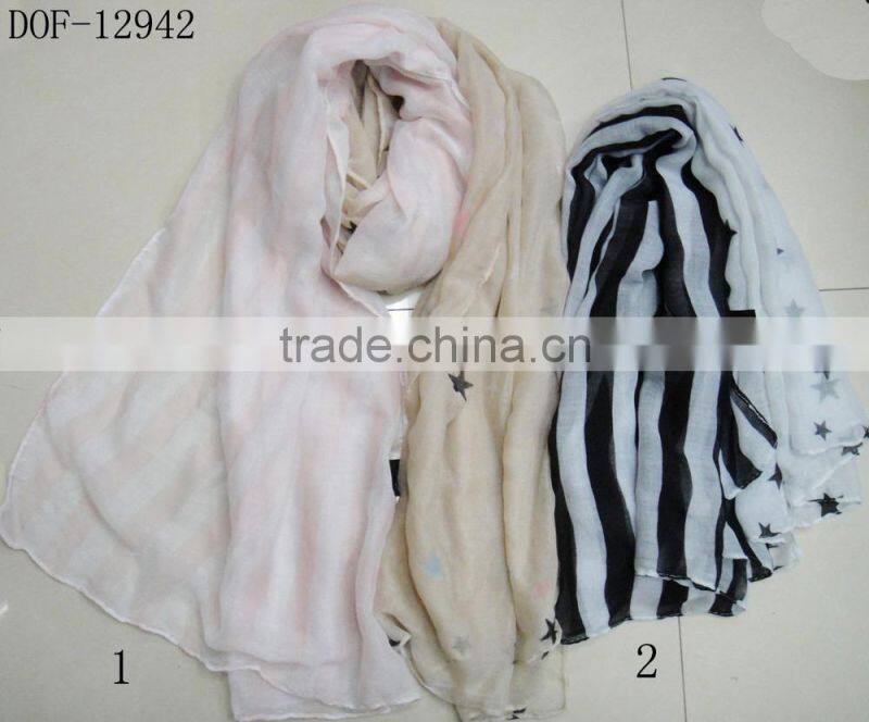 Fashion summer chiffon print star flag designer scarf