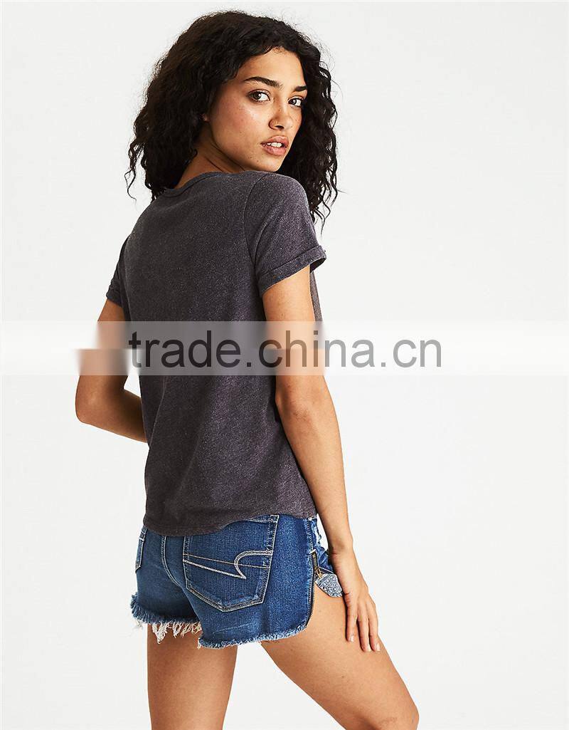 MGOO 2017 Summer Lace-up Graphic T-shirt With Grommets Ladies Sublimation Print Design Fashion T Shirt