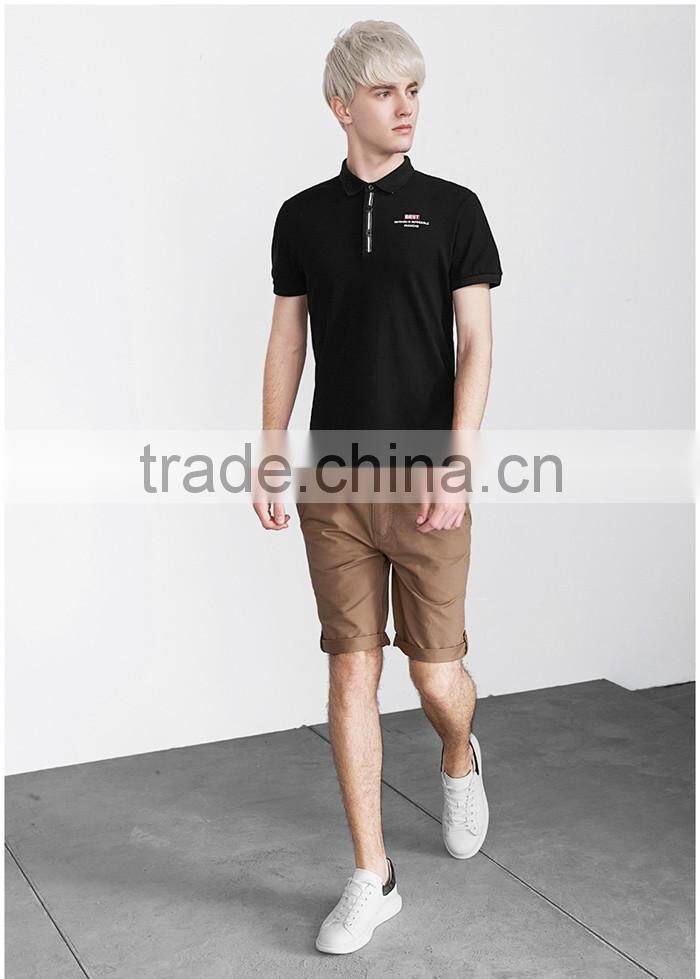 Comfortable black stylish printed mens polo shirts