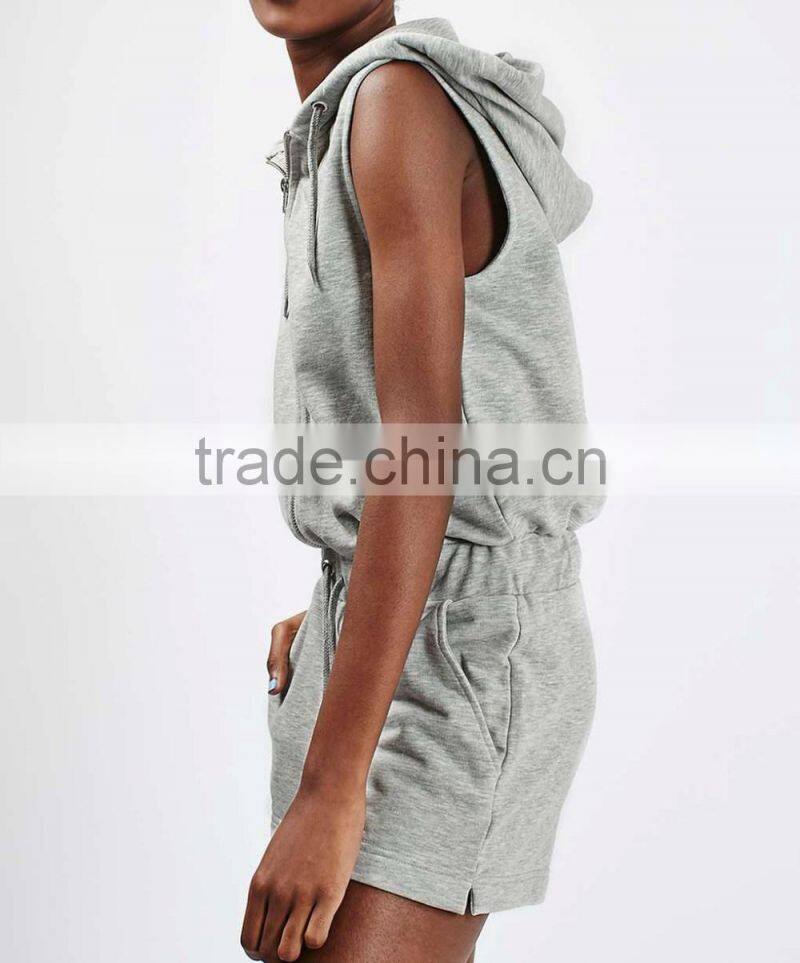 Cheap sport suit hooded women playsuit gym wear running hooded tops and shorts