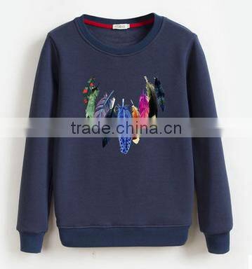 China oem cheaper customized TC65/35fleece 300grm printed crewneck sweatshirt with good quality