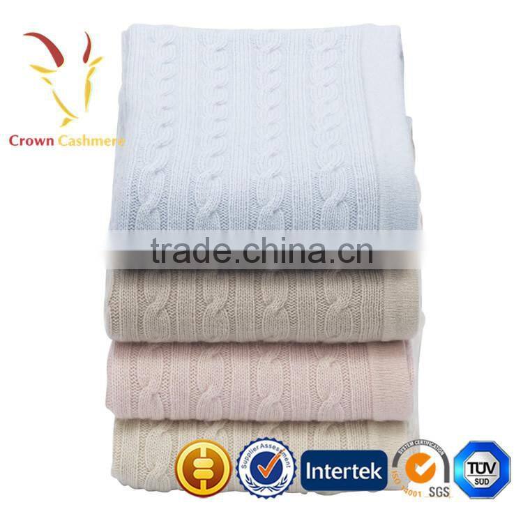 Colorful Cable Luxe Knitted Cashmere Baby Blanket