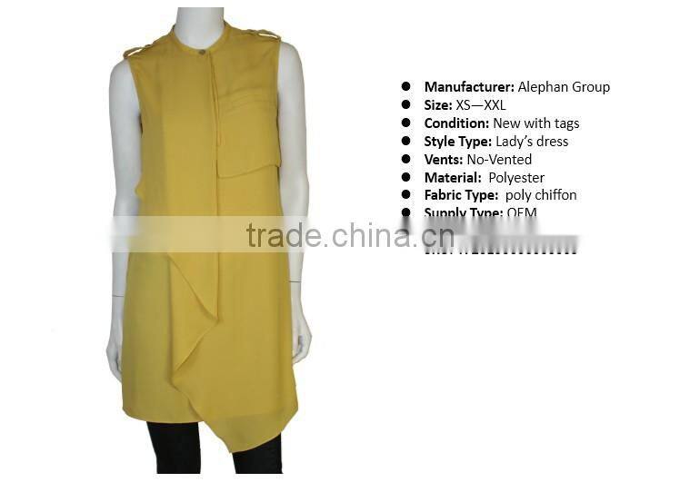2014-2015 new design dress shirt custom made summer dress lady yellow style
