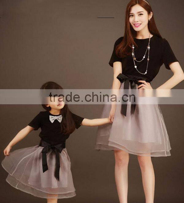 Holesale-Family Set,matching mother daughter clothes summer T-shirt with a skirt mom and daughter dress