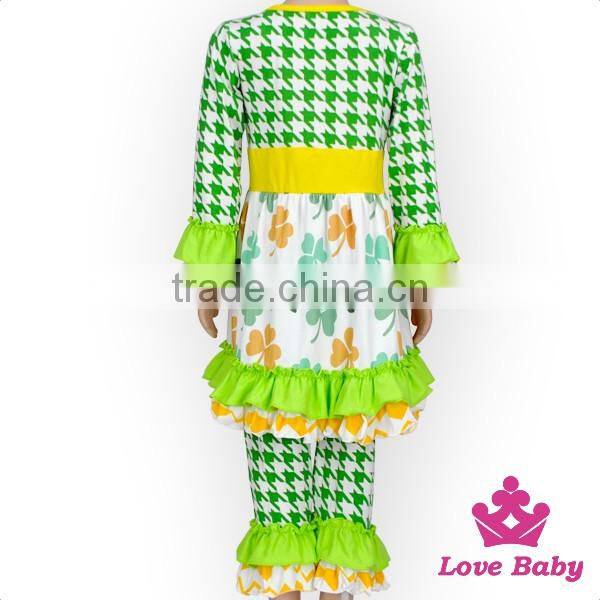 St.Patricks Day Baby Clothes Clothing Long Sleeve Ruffle With Icing Pants Toddlers Girls Boutique Outfits
