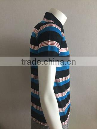 Men's wholesale knitted custom striped polo shirt