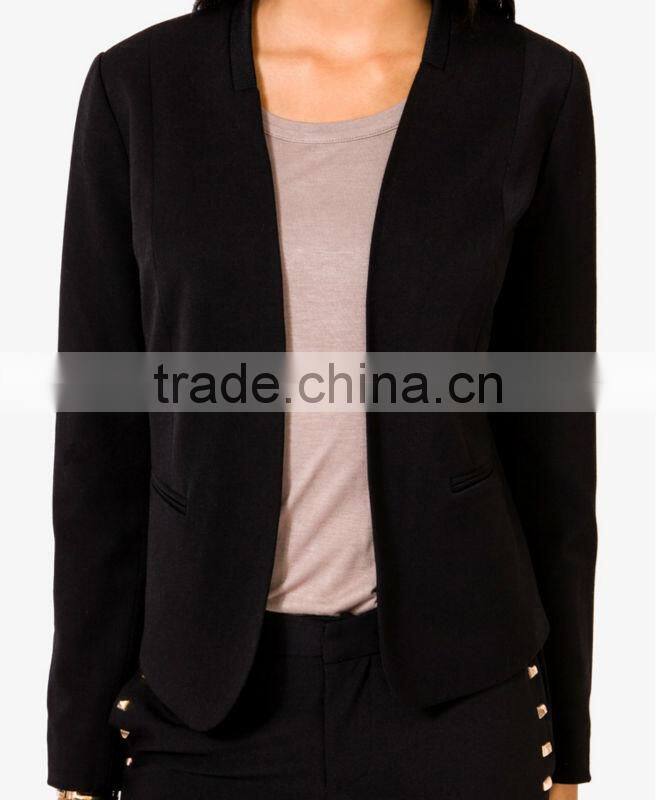 Casual Ribbed Collar Blazer