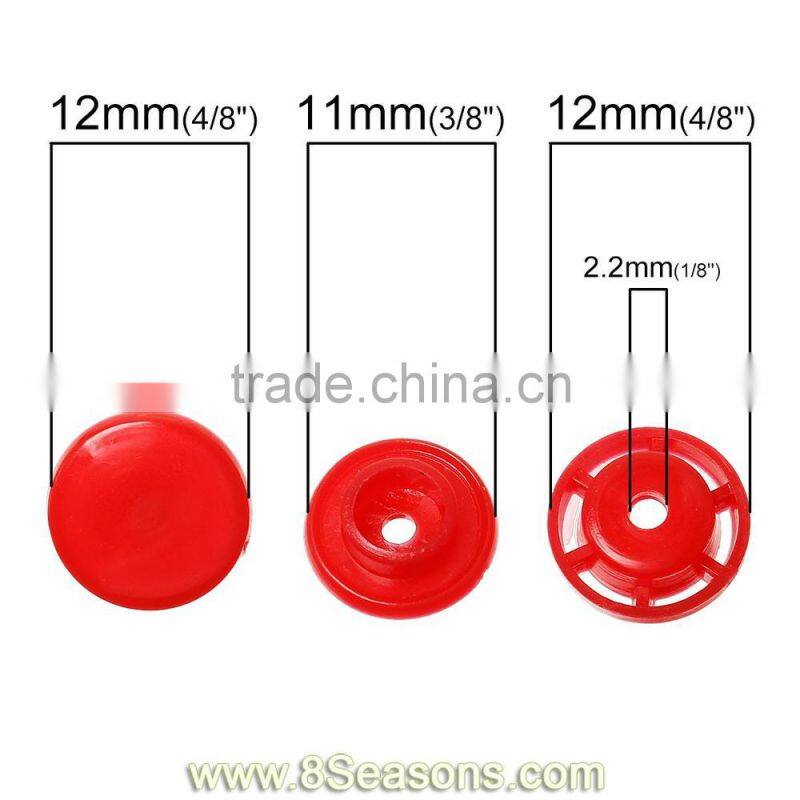 Resin Snap Fastener Set Buttons Scrapbooking Round Red 11mm x 4mm 12mm x 4mm 12mm x 6mm 12mm x 6mm,300Sets,8seasons