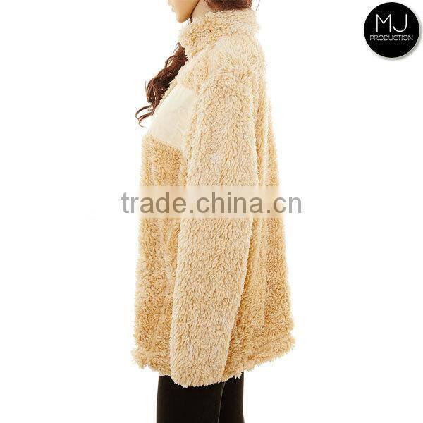 Wholesale women flash sale grit style frosty tipped pile 1/4 zip pullover