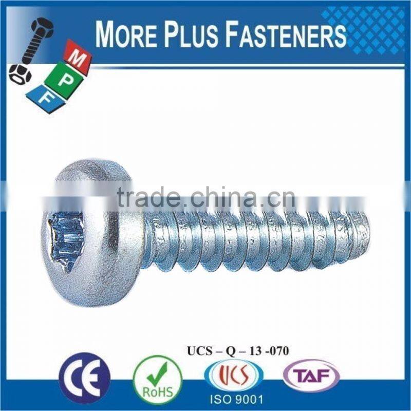 Made in Taiwan Cross Recessed Pan Head Self Tapping Screw DIN 7981 Pozi Drive or Phillips Drive Steel or Stainless Steel