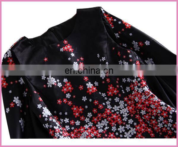 sleeveless printed chiffon kimono flowing tail kimono dress