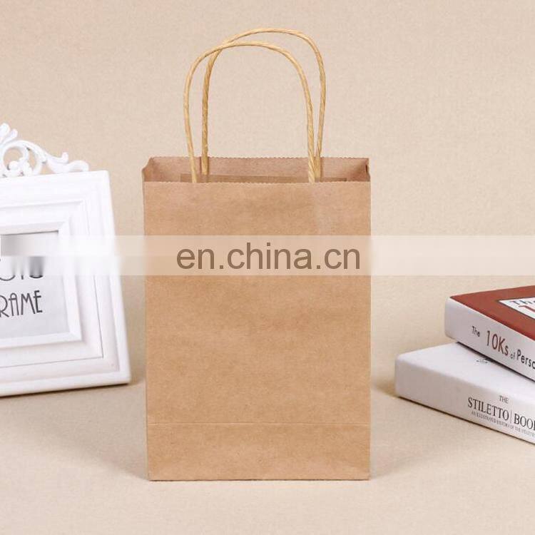 High quality customized Metal bronze Gold / Silver foil hot stamping embossing logo ribbon handle bread candy packing paper bag
