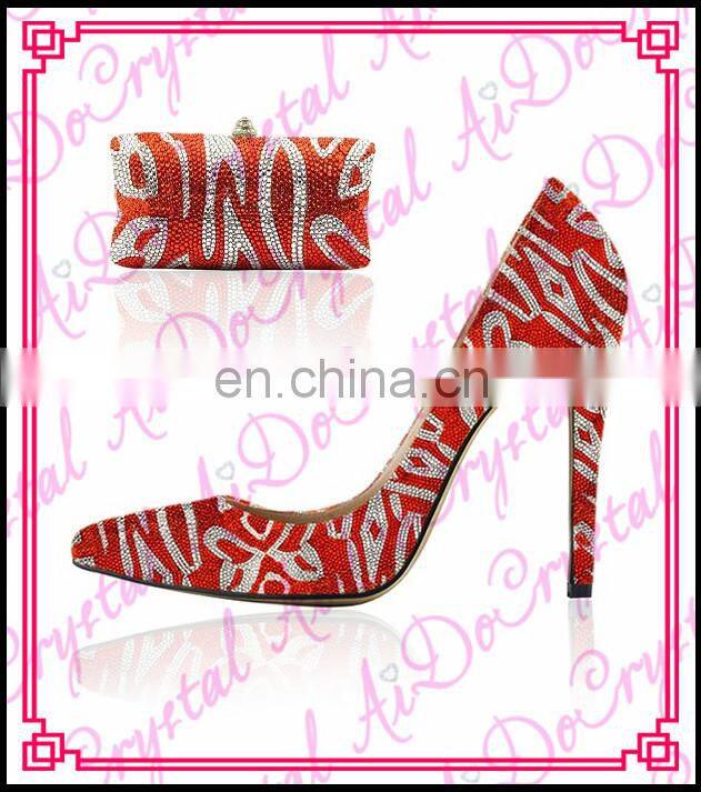 Aidocrystal stiletto pump for dress high heels red pointed toe fashion ladies shoes with crystal