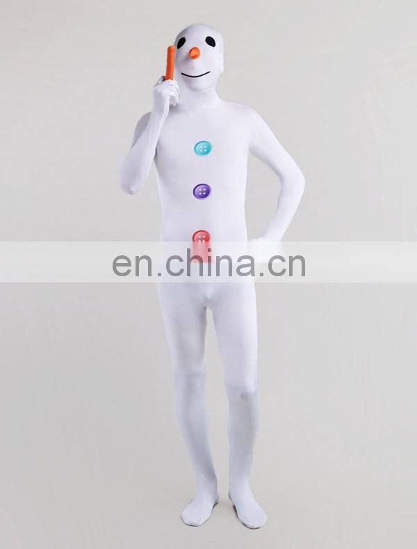 White Snow Man Lycra Full Body Party Dress Second Skin Suit Female