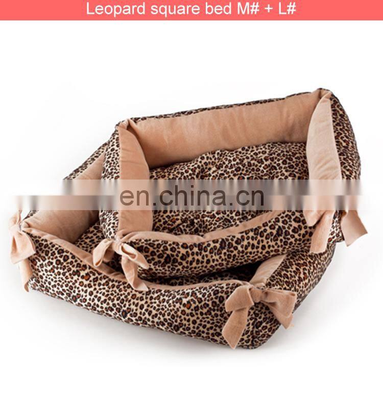 dog bed/Leopard square pet bed 2size/set