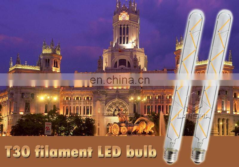 Langma antique Edison light bulb E27 220V long tube decorative light bulbs creative art flute bulbs T30