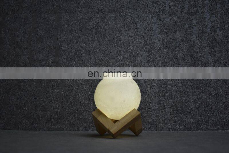 Christmas gift 3 color night light LED 3D printing moon lamp with usb charging creative holiday decor lamp