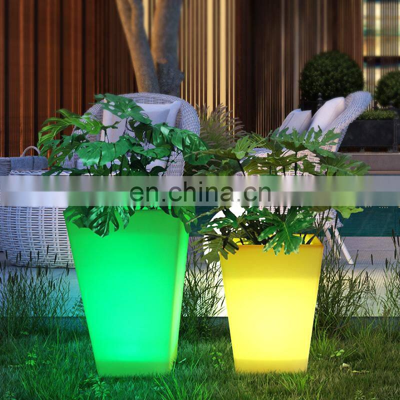 Decoration plastic furniture led lighting flower pot planter vase