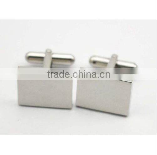 Mans Jewelry Stainless Steel Plain Rectangular Shiny Blank Cufflink High Quality