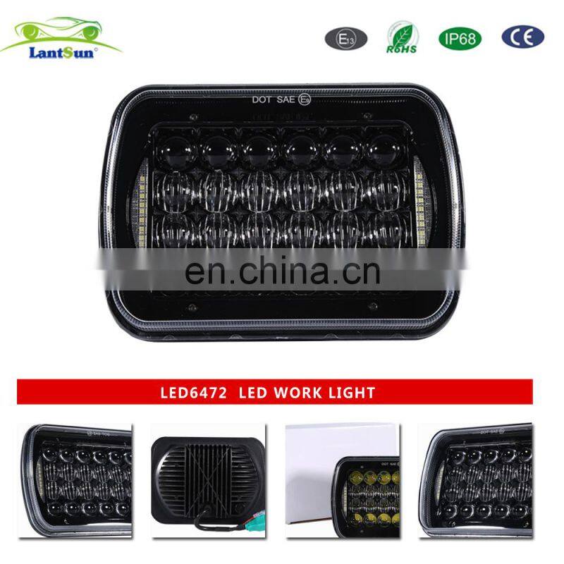 LED6472 LED WORK LIGHT Aluminum Alloy 5*7INCH 5x7 72w pair 7000L for truck auto car Rectangular LED Headlight with DRL LANTSUN