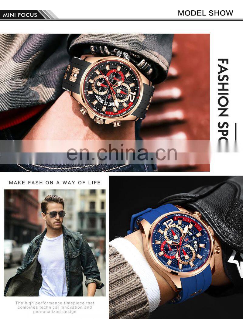 Mini Focus MF0350G New Watches Top Brand Quartz Sport Silicone Strap Mens Watches in Wristwatches Luxury