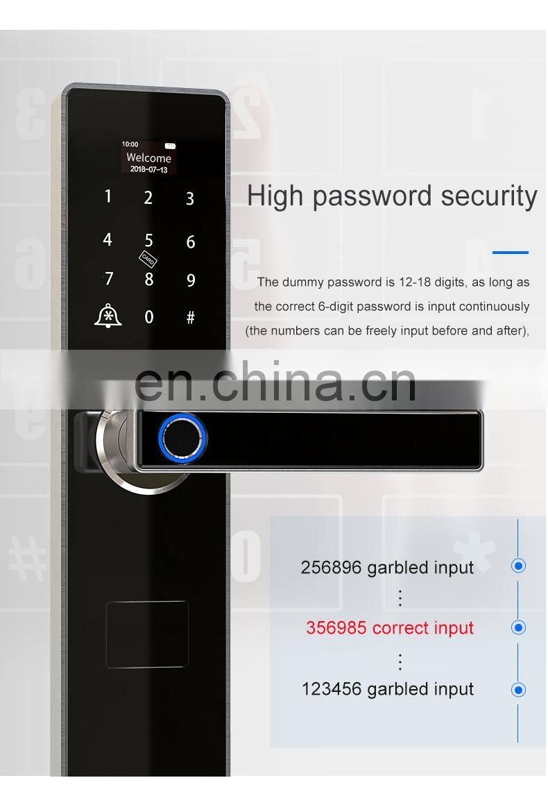TUYA APP Smart Fingerprint Door Lock Electronic Biometric Password Hotels Smart Door Lock Manufacturer
