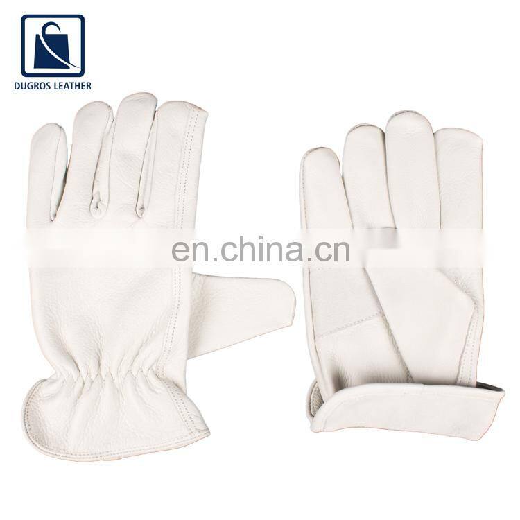 New Arrival A/B Grade 3 Step Zig Zag White Color Leather Gloves for Wholesale Purchase
