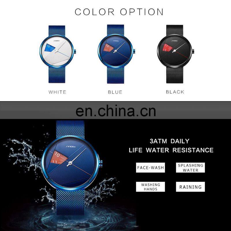 SINOBI Hollow Out Dial S9801G Men Creative Watch Wrist Sapphire Mesh Band Handwatch Youth Unique Design Male Watches