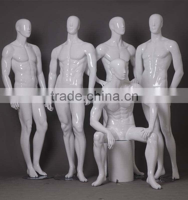 glossy white sitting male mannequin