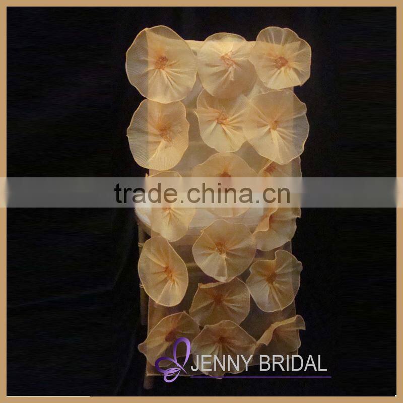 C002D popular custom organza purple wedding rosette chair cover