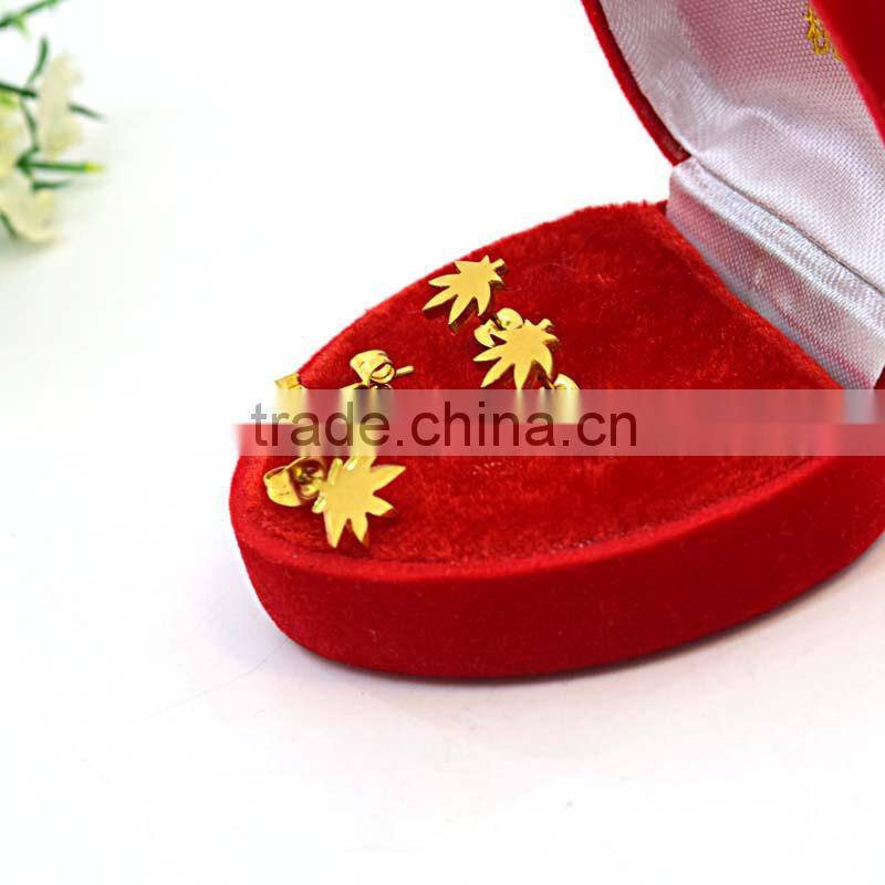 Arui jewelry fashion gold earrings designs for girls leave earrings