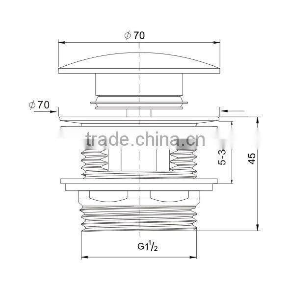 Polished Chrome Toe Touch Bath Drain Thread Bathtub Drain Stopper Push Pop-Up Drain with Overflow