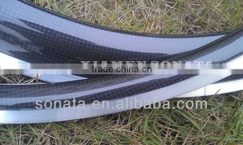 Sonata C24 carbon alloy rim aluminum wheel 24mm depth road bike rim 20/24/28/32h 3k/ud clear coating alloy breaking surface