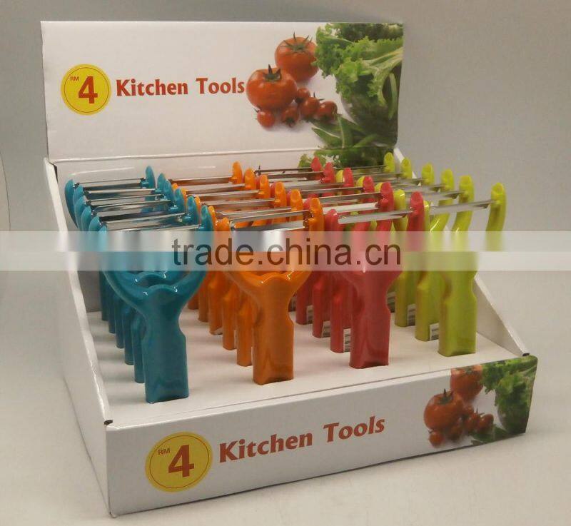 NEW STYLE FLAT "Y" PEELER, PLASTIC & S/S WITH DISPLAY BOX