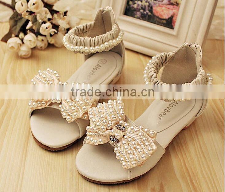 Wholesale baby girls shoes beige and pink with pearl baby girls dress shoes kids sandals