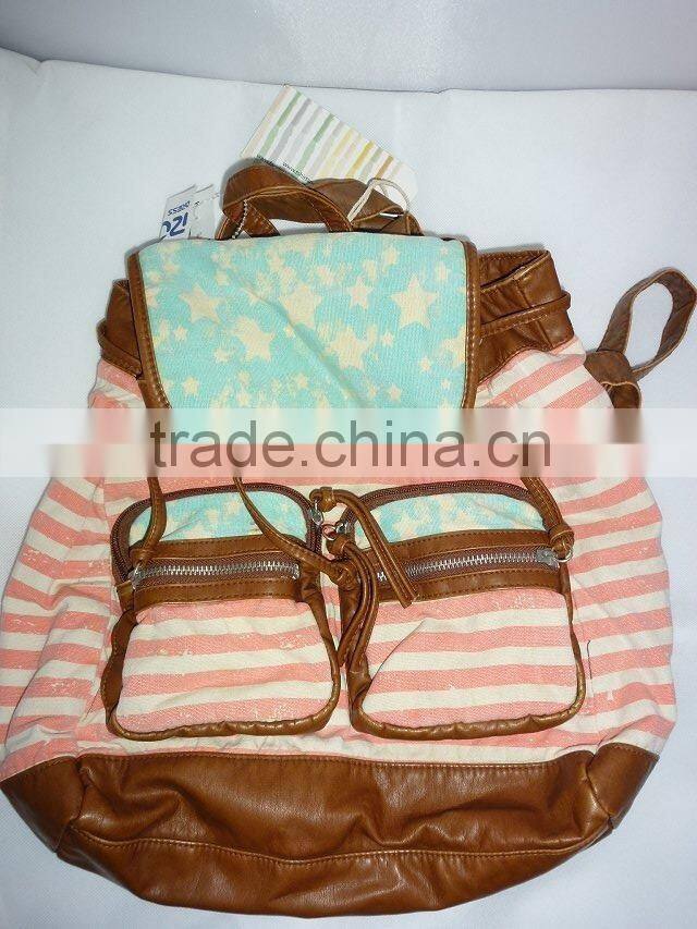 2016 Colorful Casual Large Canvas drawstring Backpack for Girls Ladies