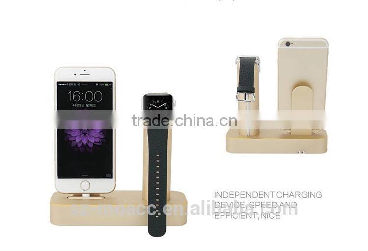 High quality for apple watch stand aluminum with stand battery charger for iPhone 5/6/6plus