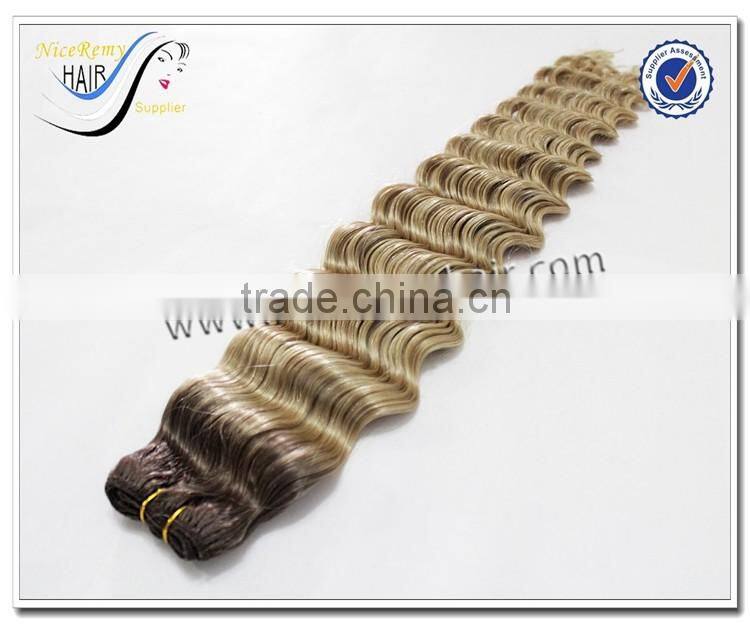 Wholesale grade 7a deep wave omnre color hair weave 100% virgin brazilian human hair