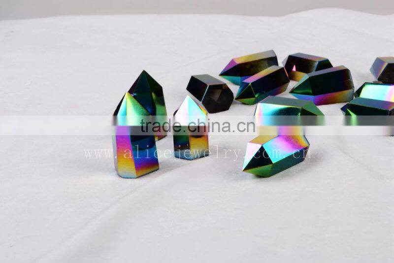 Rock mineral specimen titanium crystal quartz point with inclusions for healing energy