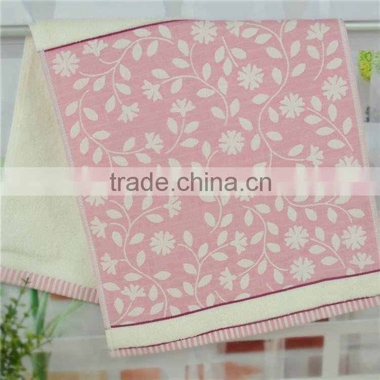 100% Cotton Jacquard Towel The leaves pattern design face towel