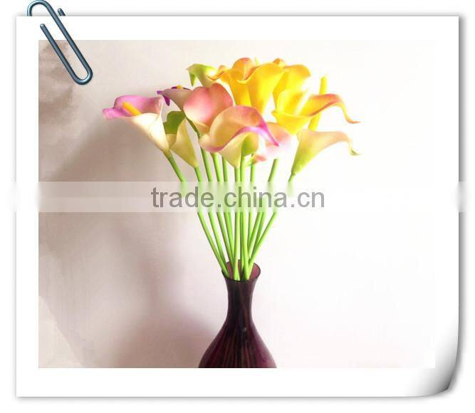 Low price wholesale PU material light green real touch callas flower
