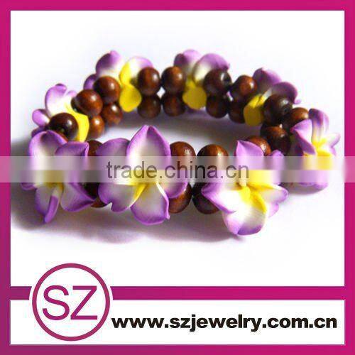 F4 hand- making polymer clay girls hand flowers bracelet 2014