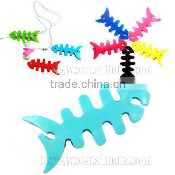 Cute silicone headset wire winder in fishbone shape
